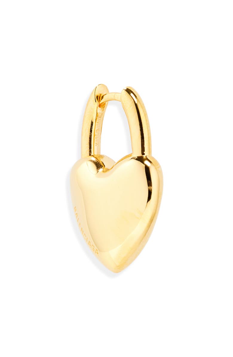 Balenciaga Minnie Heart Lock Earrings, Alternate, color, Shiny Gold