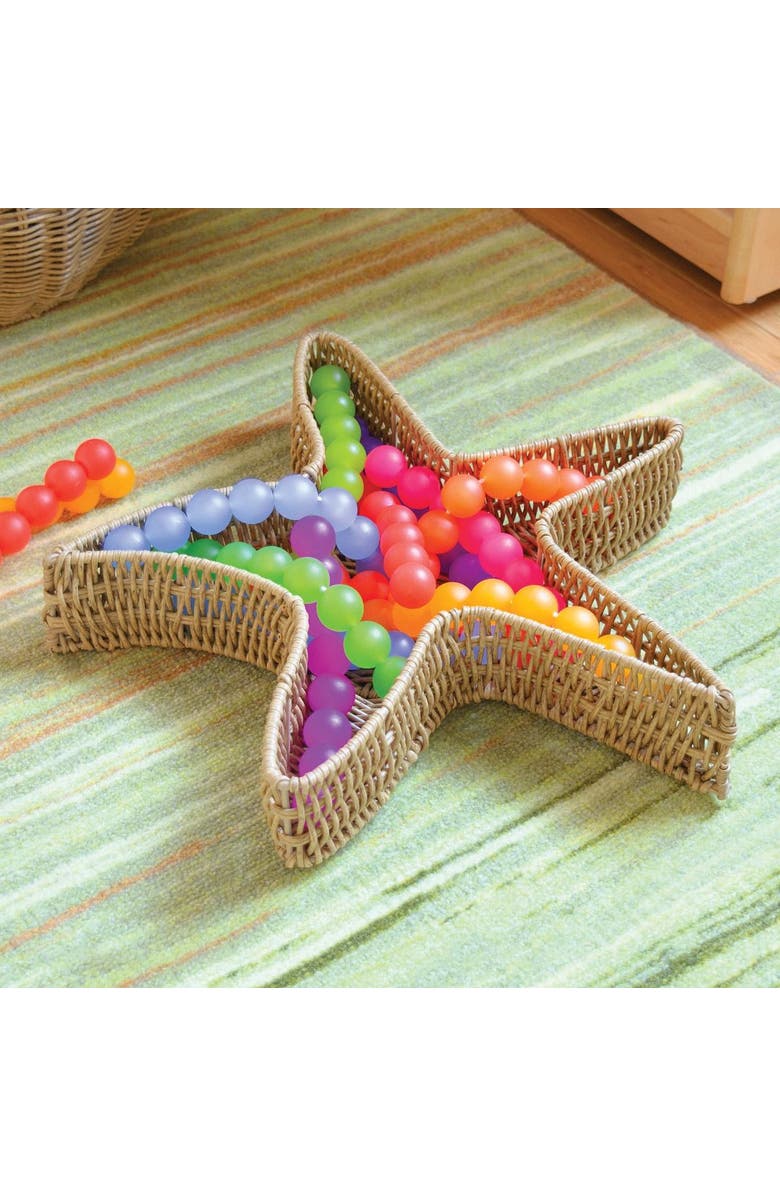 Kaplan Early Learning Company Starfish Washable Wicker Basket, Alternate, color, Brown