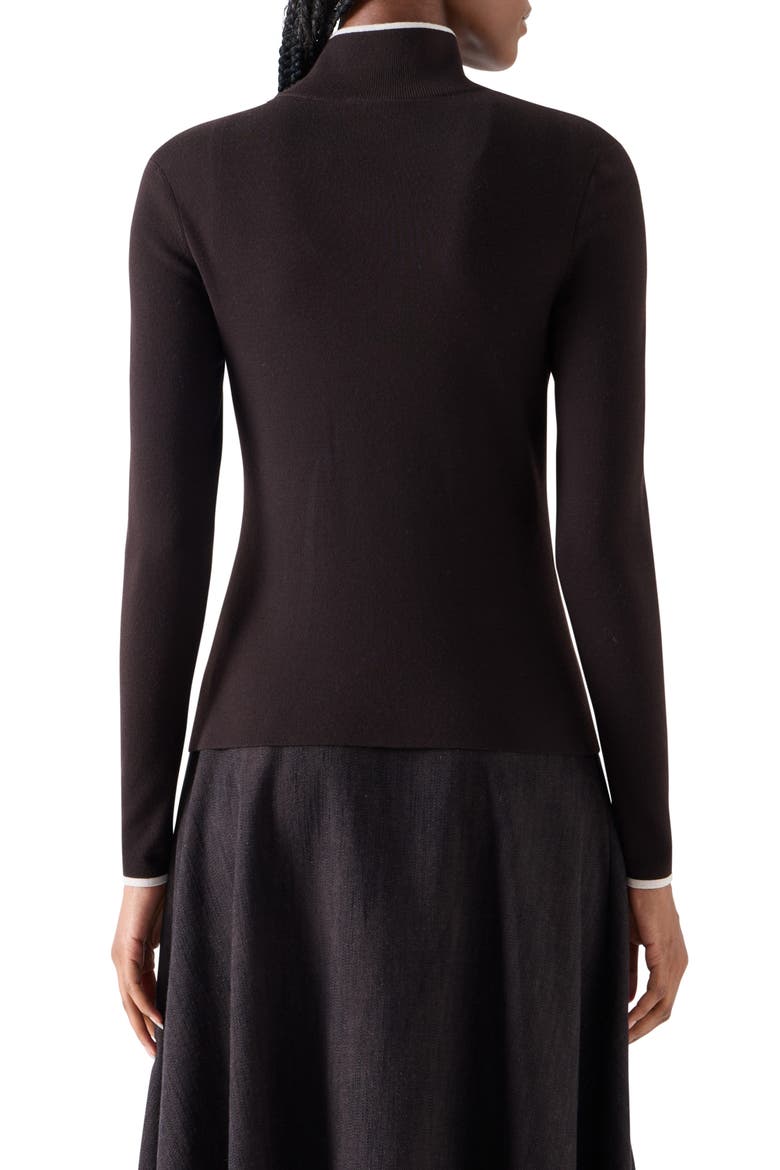 Tipped Wool Zip Cardigan, Alternate, color, ESPRESSO-CREAM