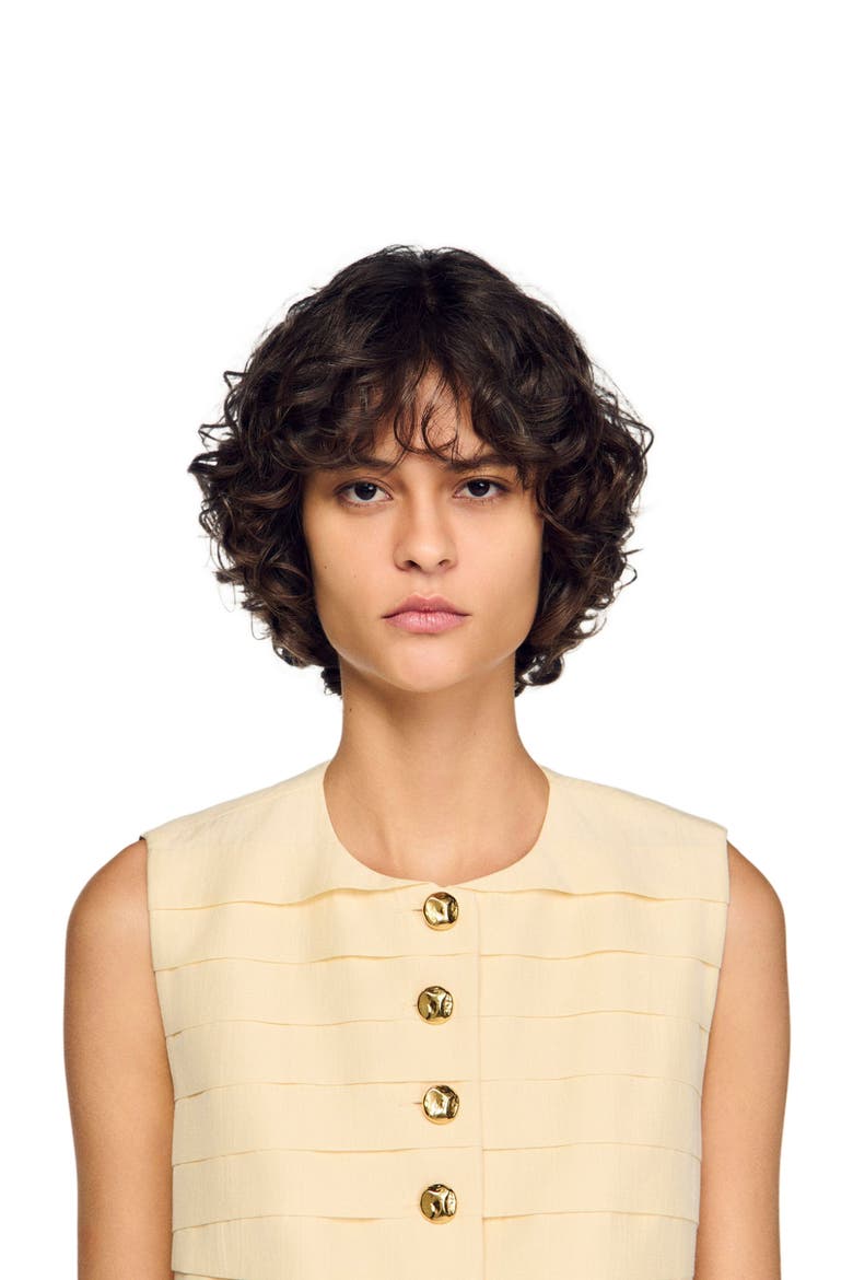 Pleated crop top, Alternate, color, Vanilla