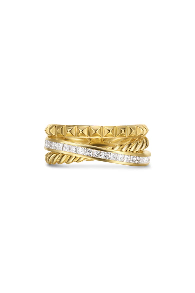 Crossover Trio Three-Row Ring in 18K Yellow Gold & Diamonds, 8mm, Main, color, 18K GOLD