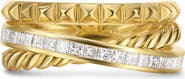 David Yurman Crossover Trio Three-Row Ring in 18K Yellow Gold & Diamonds, 8mm