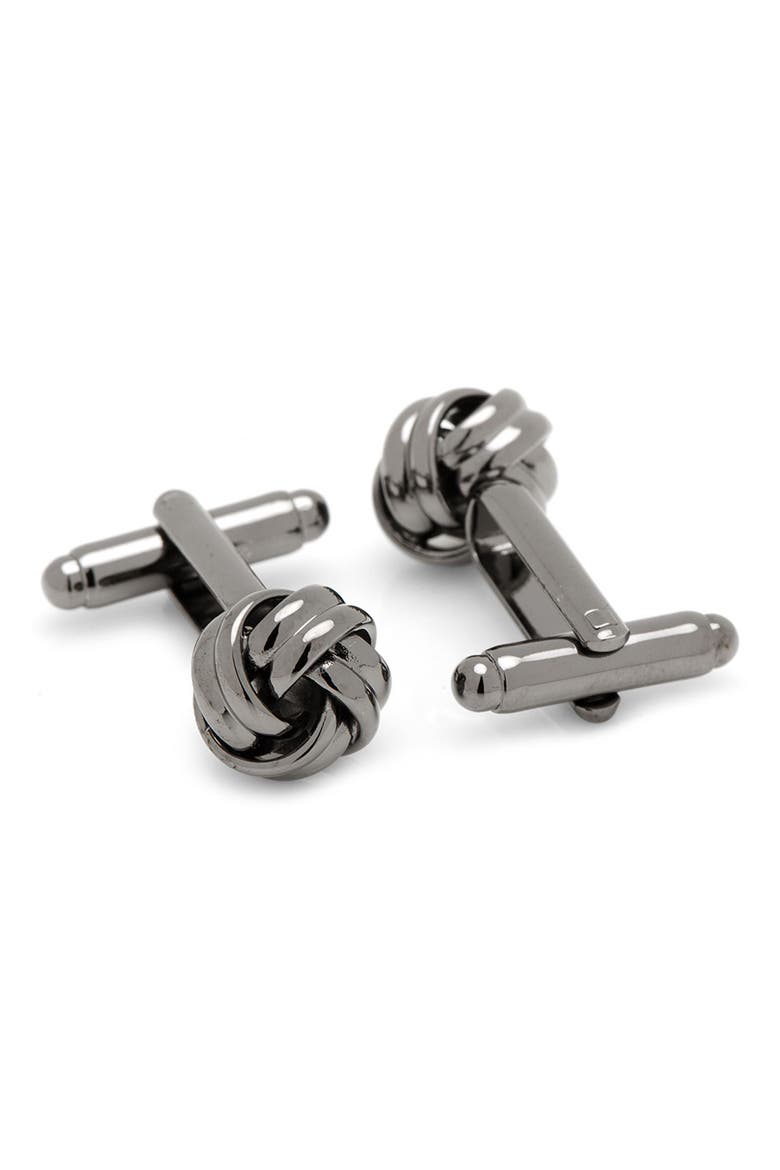 Ox and Bull Trading Co. Knot Cuff Links, Alternate, color, GUNMETAL