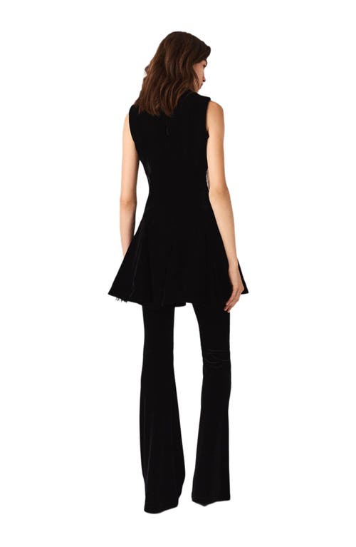 Maje Womens Black Round-neck Cut-out Velvet Mini Dress In Black