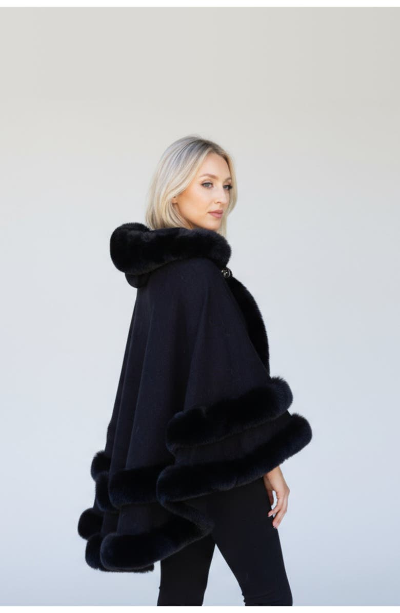 Le Fafo Jolie Hooded Cape Poncho, Alternate, color, Black