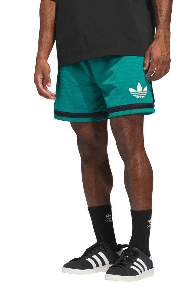 Originals Warp Knit Mesh Basketball Shorts, Main, color, EQUIPMENT GREEN/ BLACK