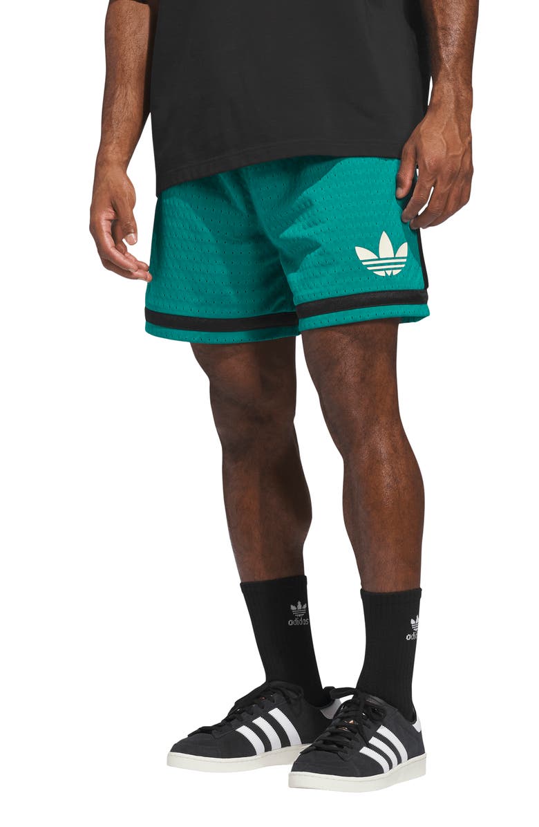 adidas Originals Warp Knit Mesh Basketball Shorts, Main, color, Equipment Green/ Black