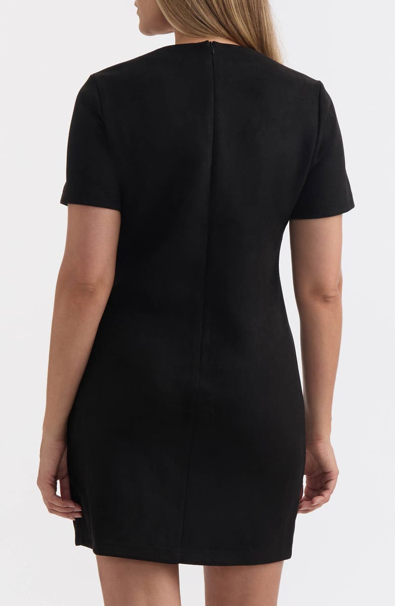 Ellen Tracy Horsebit Detail Faux Suede Shift Dress, Alternate, color, Black