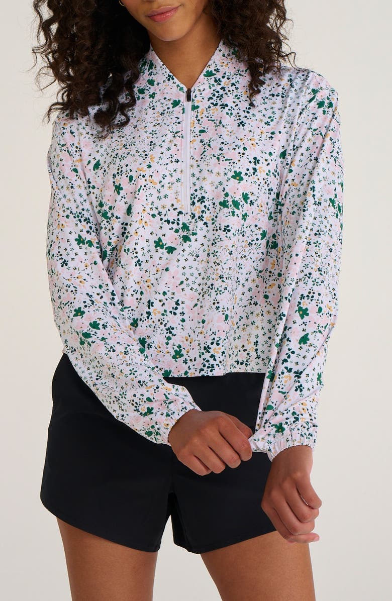 Bad Birdie Daisy Paisley Quarter Zip Golf Pullover, Main, color, 