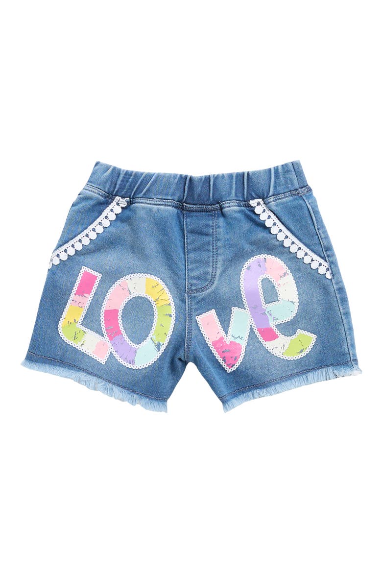 Kids' Sequin Love Shorts, Main, color, MEDIUM DENIM