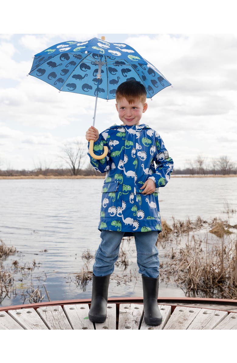 Deux par Deux Polyurethane Chameleon Rain Jacket, Alternate, color, Blue Chameleon Print