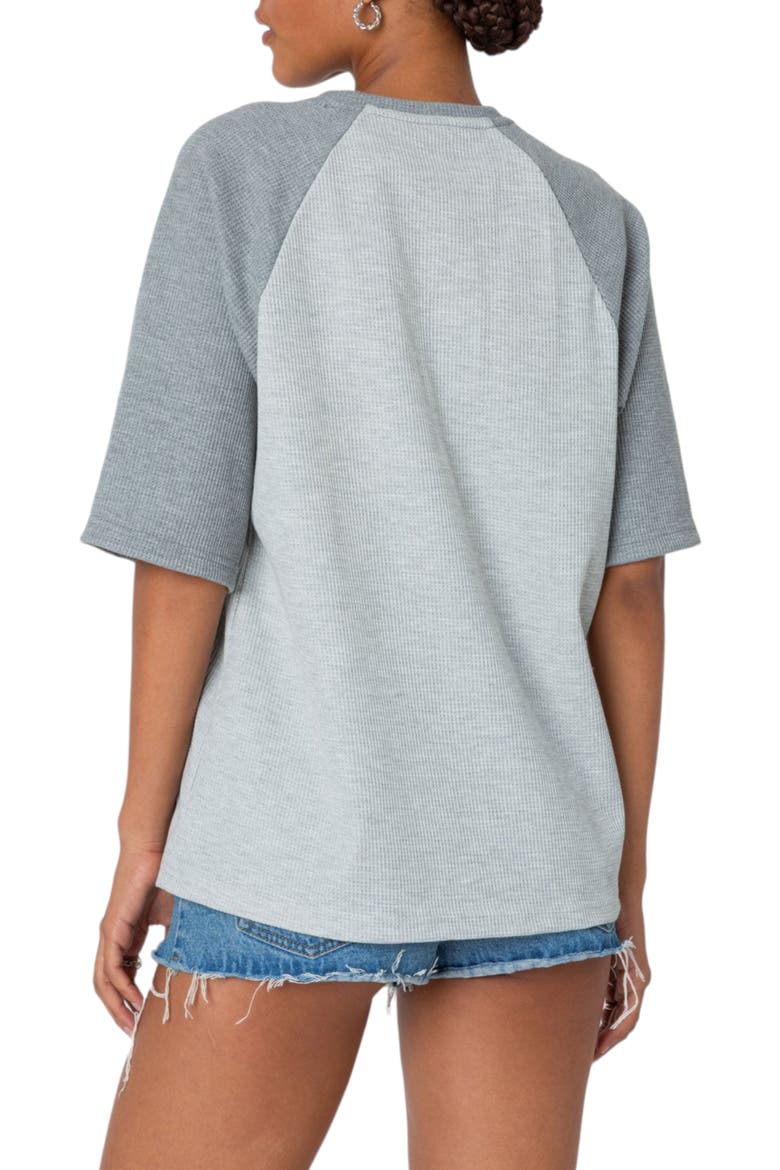 Oversize Raglan Sleeve Waffle Stitch Top, Alternate, color, GRAY