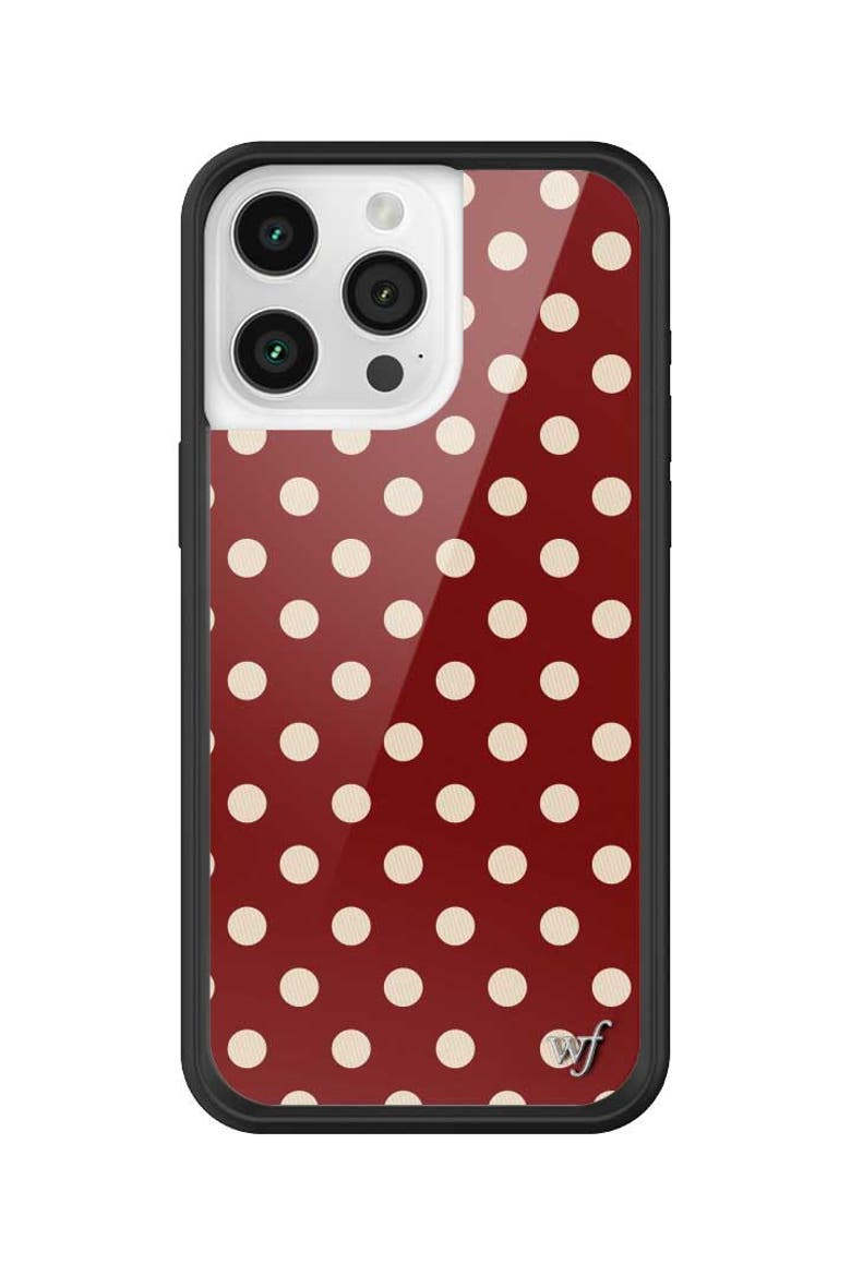 Polka Dot | Burgundy and Cream iPhone Case, Alternate, color, Burgundy