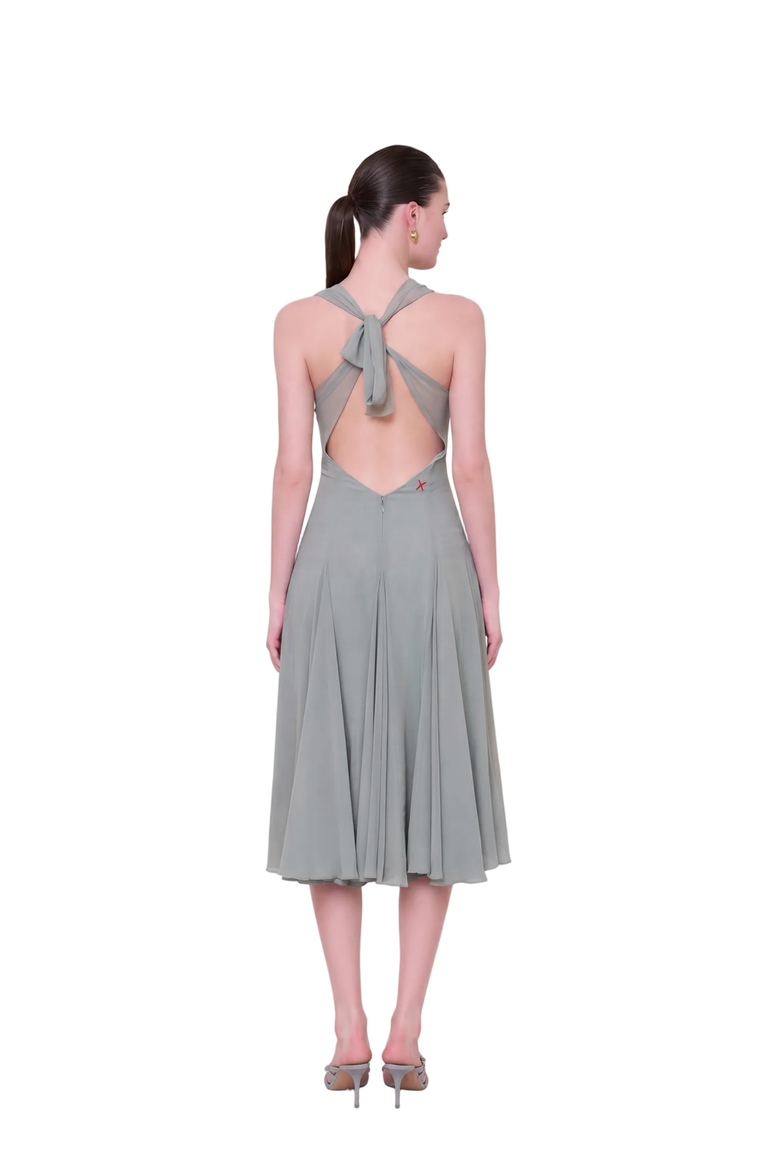 The Party Edit Silk Midi Dress, Alternate, color, Green