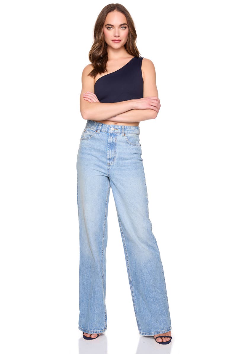 Susana Monaco One-Shoulder Crop Top, Alternate, color, Midnight