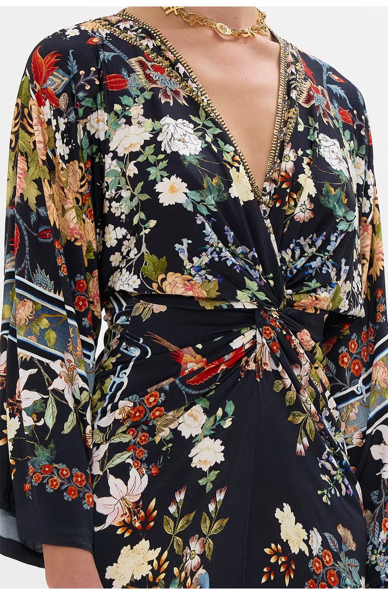 Camilla Long Split Front Twist Jersey Dress Palacio Poetry, Alternate, color, 