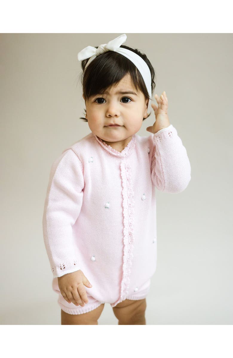 Cuclie Rosette Knit Bubble Romper, Alternate, color, Pink