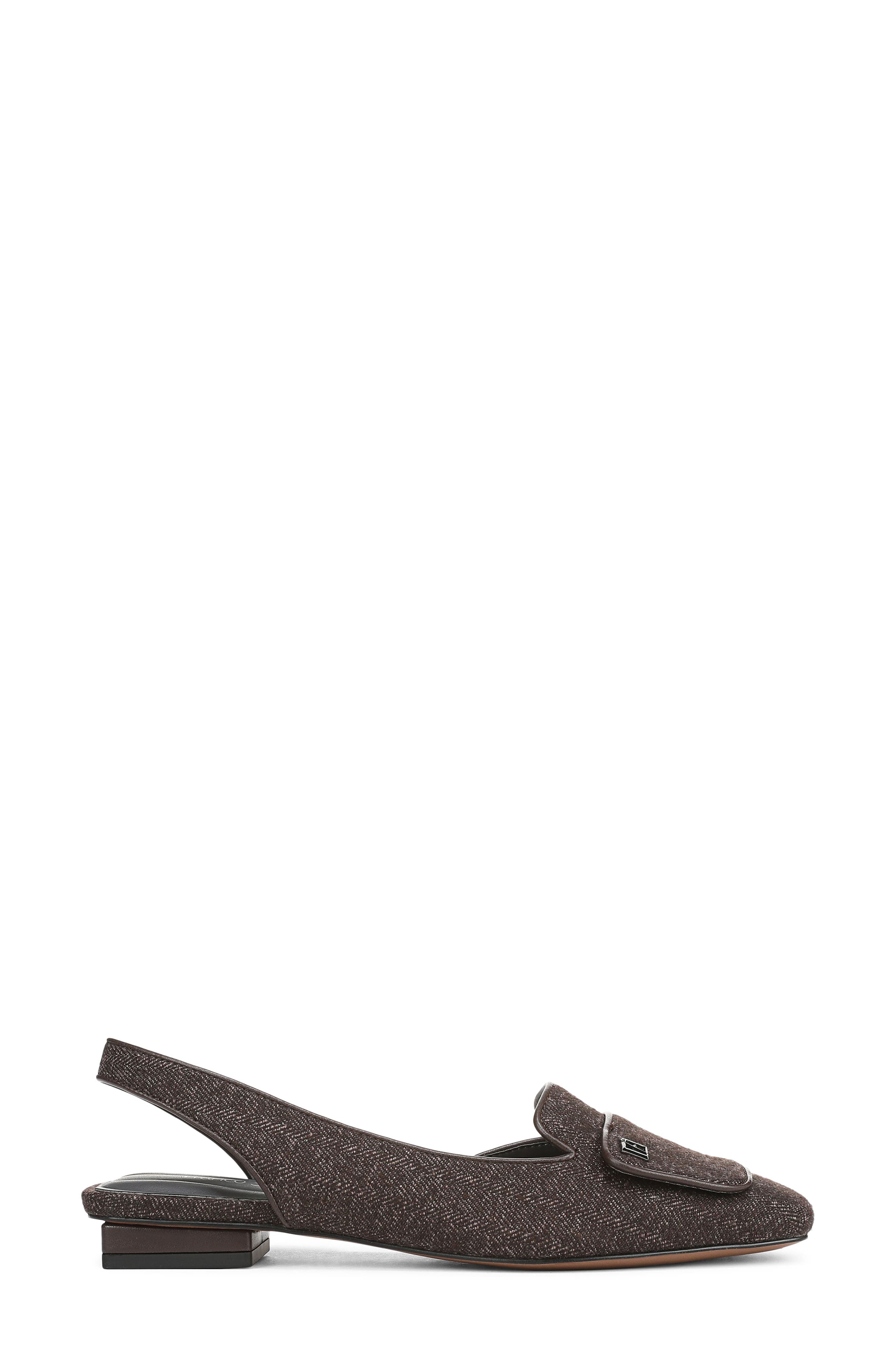 Franco Sarto Teagan Slingback Half d'Orsay Flat, Alternate, color, Dark Brown