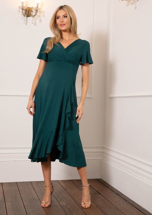 Tiffany Rose Maternity Waterfall Midi Maternity Dress In Green