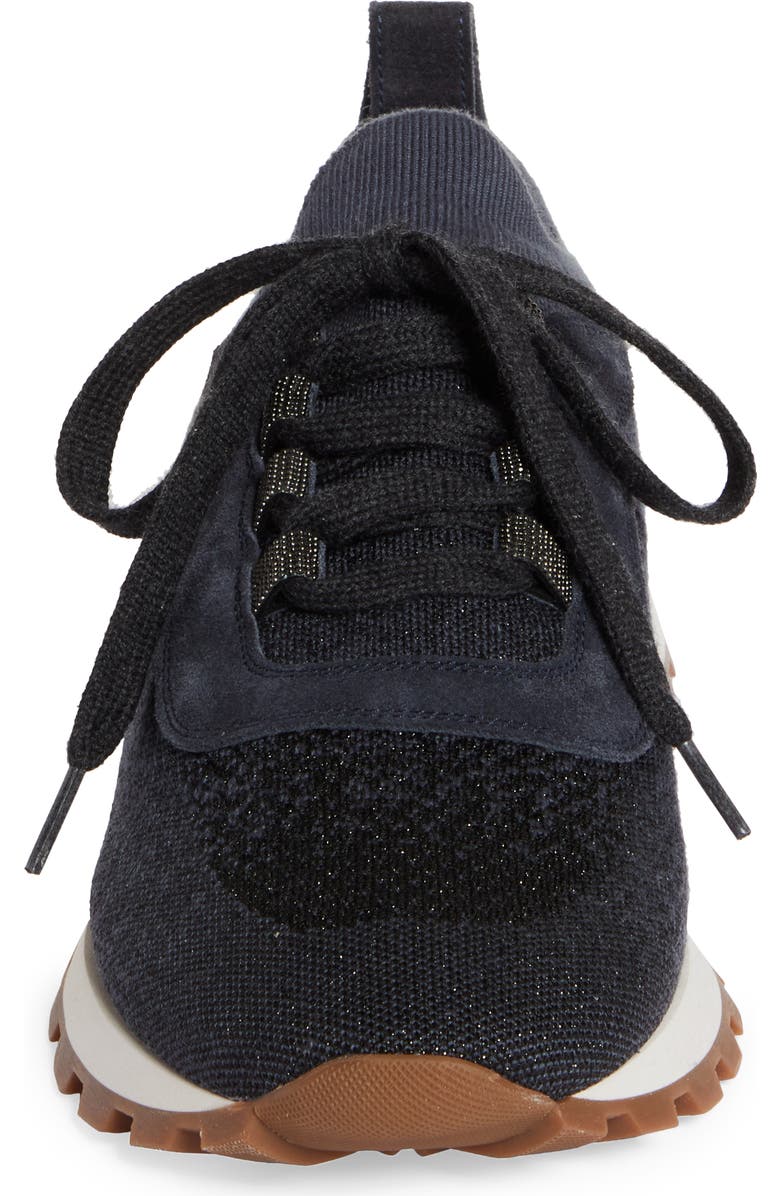 Brunello Cucinelli Monili Knit Lace-Up Sneaker, Alternate, color,