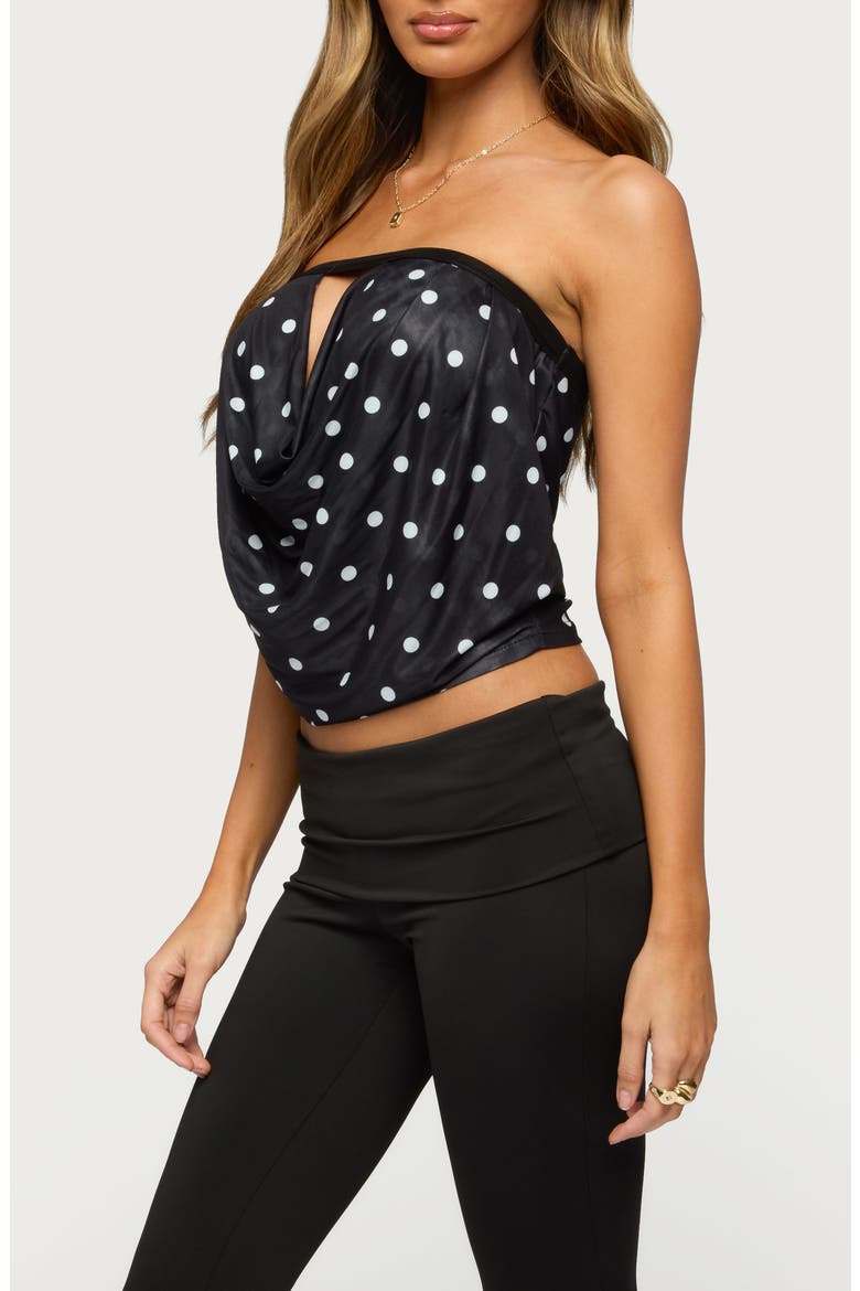 Jaclyn Polka Dot Strapless Mesh Top, Alternate, color, BLACK-AND-WHITE