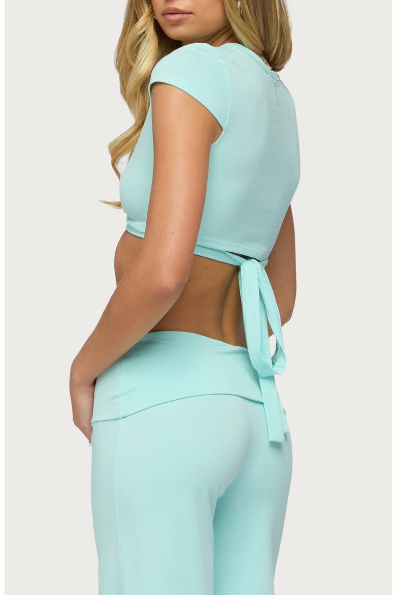 Laverne Wrap Crop Top, Alternate, color, TURQUOISE