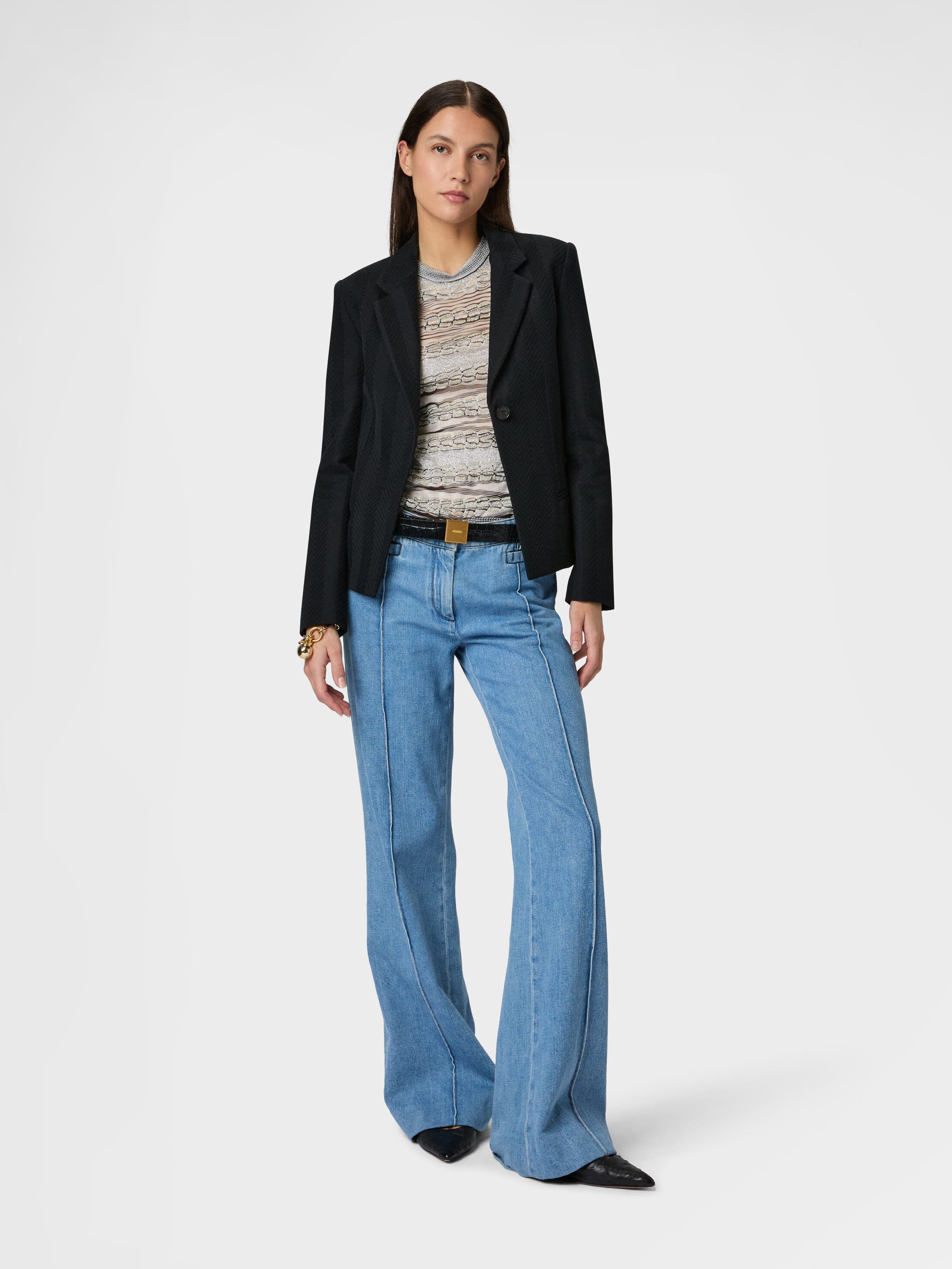 Single-breasted Blazer In Cotton And Viscose Tone-on-tone Zig Zag - image 2