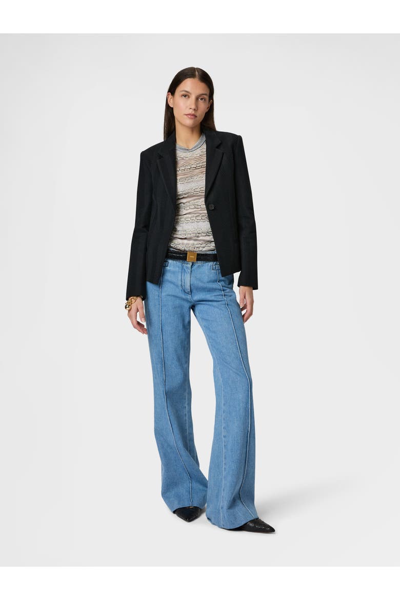 Single-breasted Blazer In Cotton And Viscose Tone-on-tone Zig Zag, Alternate, color, Black
