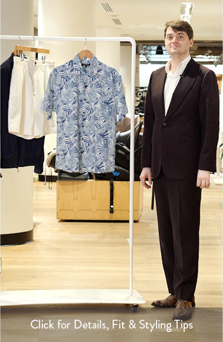 Keneth Leaf Print Short Sleeve Stretch Cotton Button-Up Shirt, sales video thumbnail