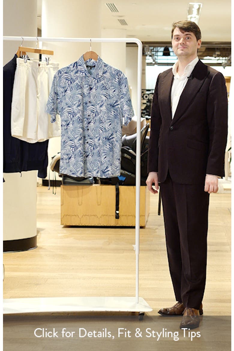 Keneth Leaf Print Short Sleeve Stretch Cotton Button-Up Shirt video