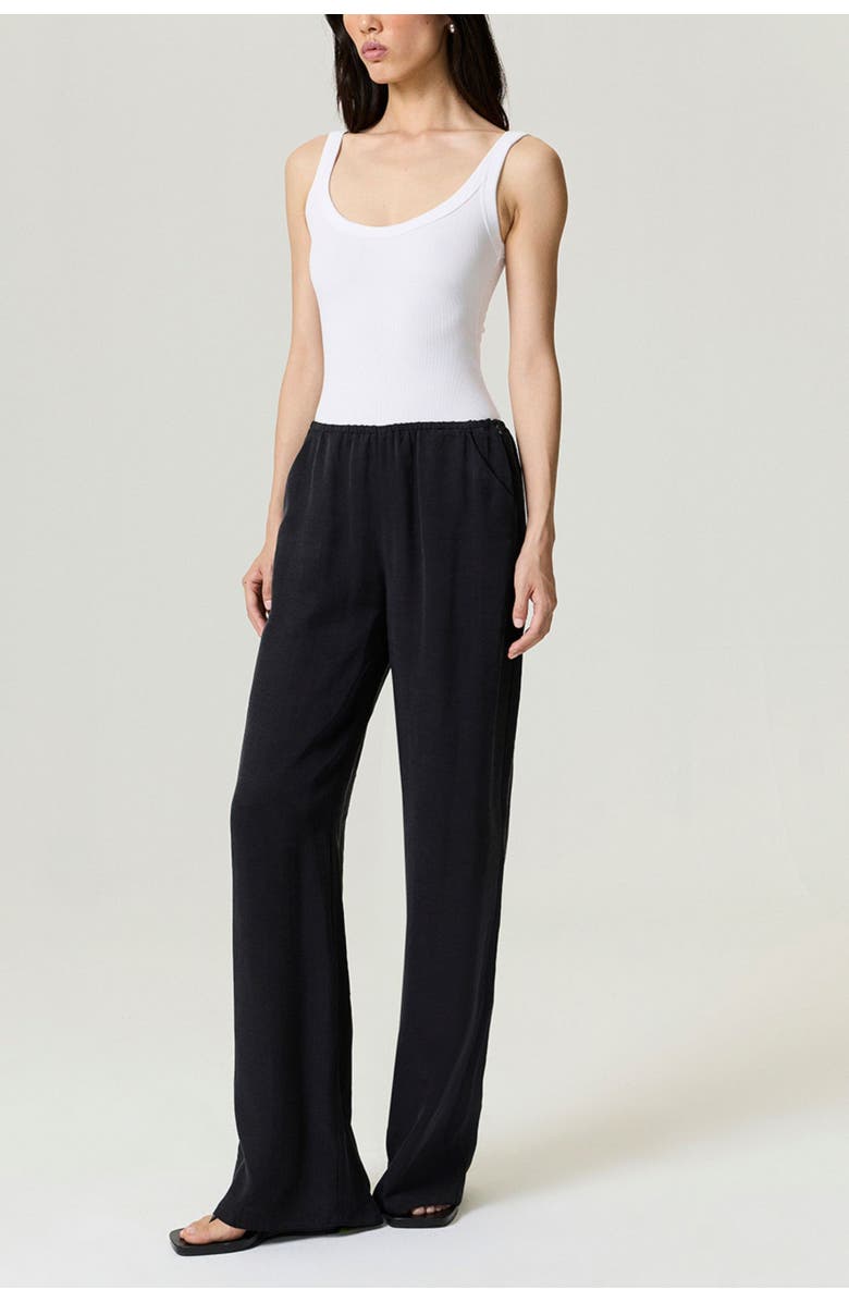 Nocturne Relaxed Fluid Pants with Elastic Waist, Alternate, color, Black