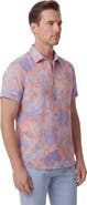 Lords of Harlech Uomo Springtime Short Sleeve Fine Linen Shirt