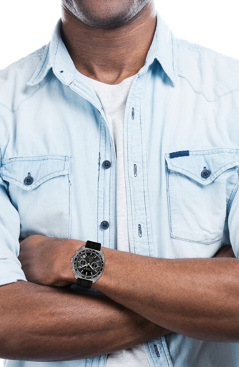 COACH Charter Chronograph Silicone Strap Watch, 44.5mm, Alternate, color, Black