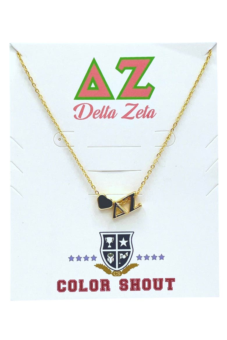 Delta Zeta Sorority Gold Heart Necklace, Main, color, Yellow Gold