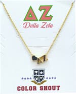 Color Shout Delta Zeta Sorority Gold Heart Necklace