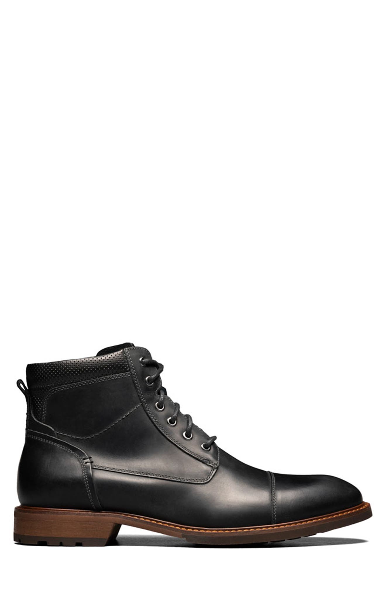 Florsheim Chalet Leather Cap Toe Boot, Alternate, color, Black Ch