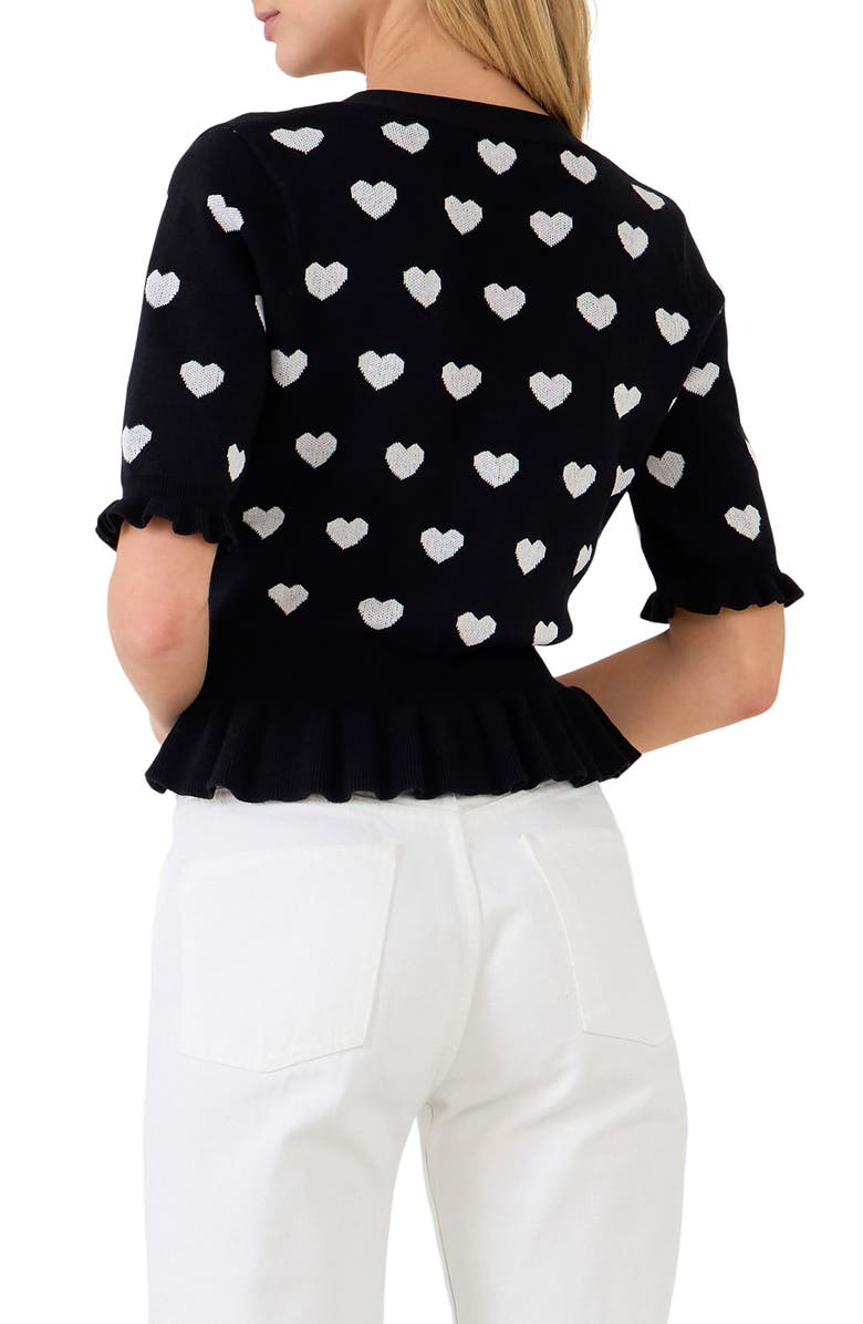 English Factory Puff Sleeve Heart Cardigan, Alternate, color,