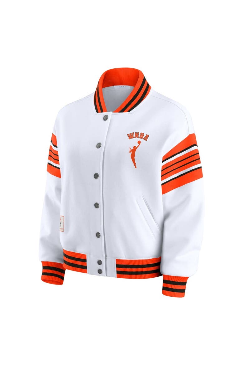 Women's WEAR by Erin Andrews White/Orange WNBA Full-Snap Fleece Sweatshirt Jacket, Alternate, color, White
