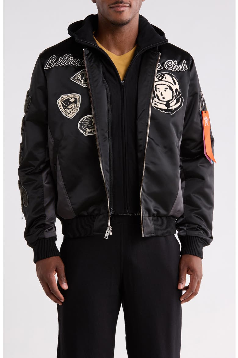 Space Suit Bomber Jacket, Main, color, BLACK