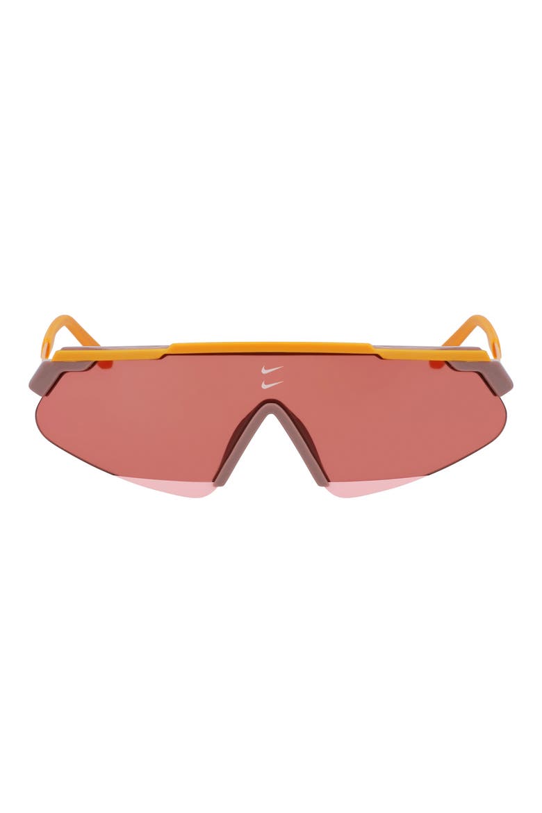Marquee 66mm Oversize Shield Sunglasses, Main, color, MONARCH/VERMILLION