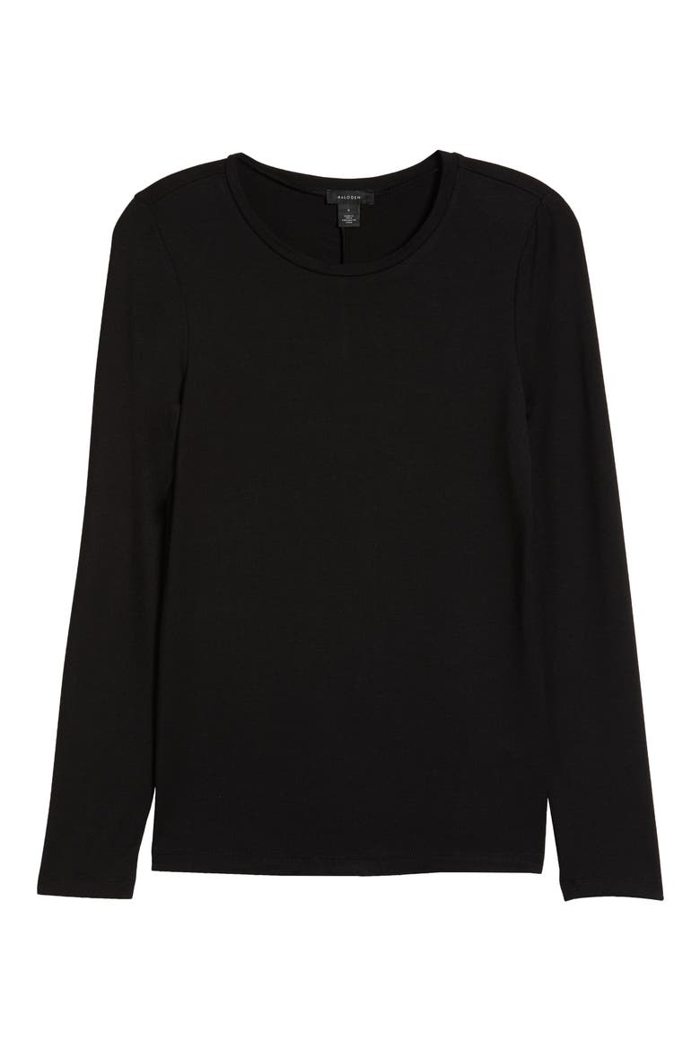 Crewneck Long Sleeve T-Shirt, Alternate, color, RICH BLACK