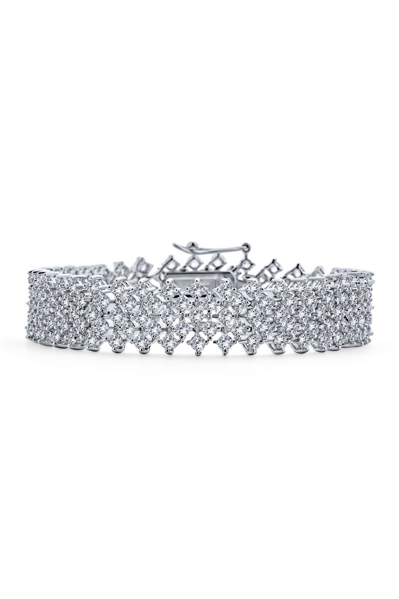 Bridal Wide CZ Bracelet, Main, color, SILVER