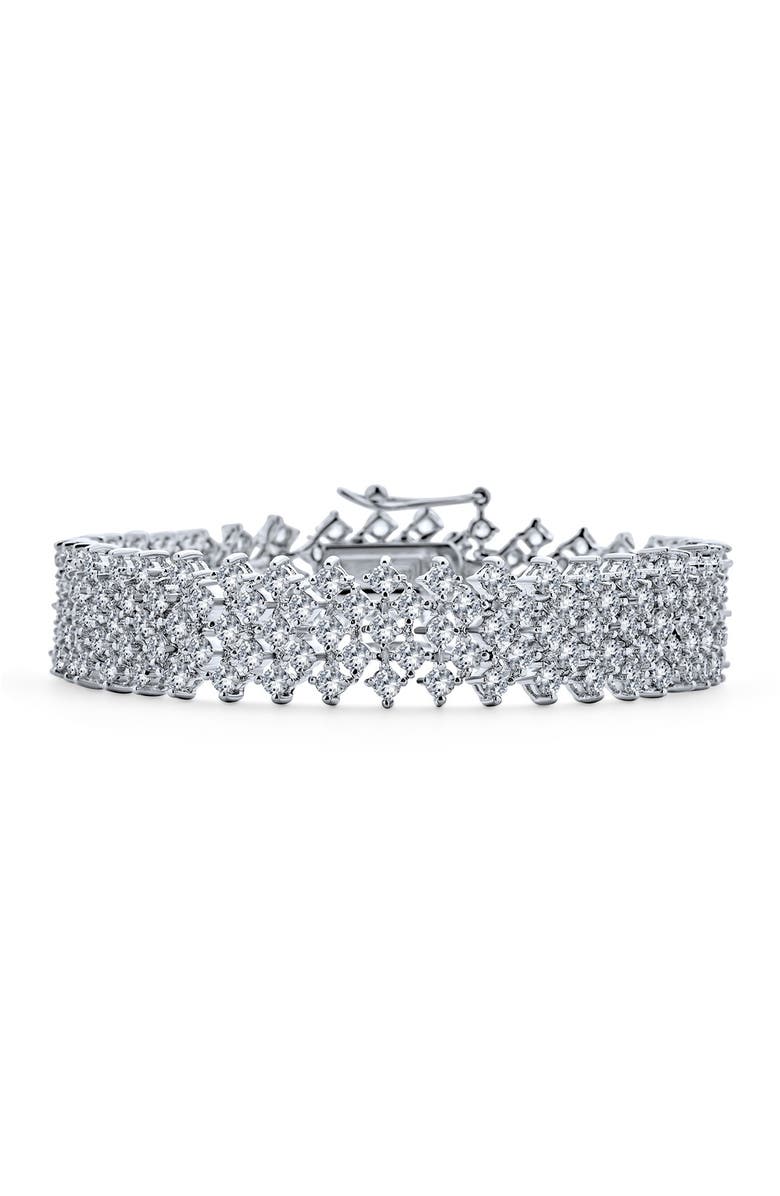 BLING JEWELRY Bridal Wide CZ Bracelet, Main, color, Silver