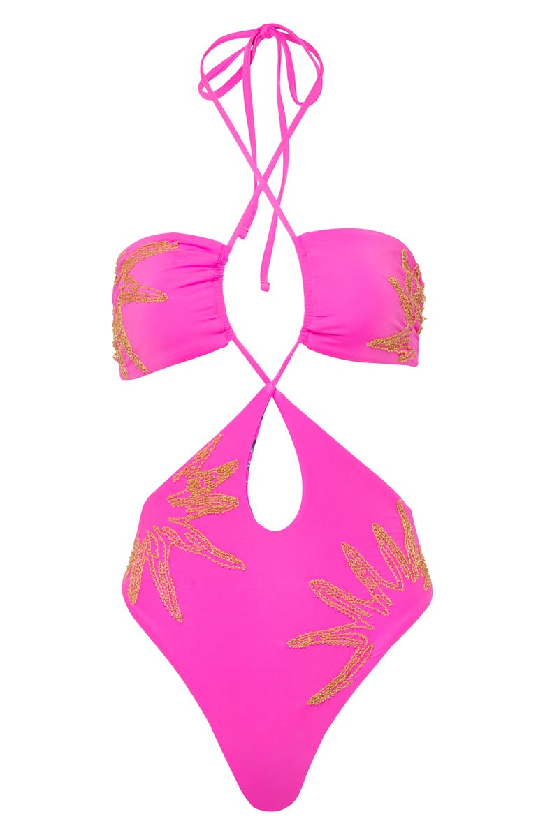 Maaji Caramel Sun Sloane Reversible One-Piece Swimsuit, Alternate, color, Pink Overflow