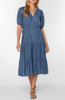 VELVET HEART Cassie Tiered Denim Midi Dress