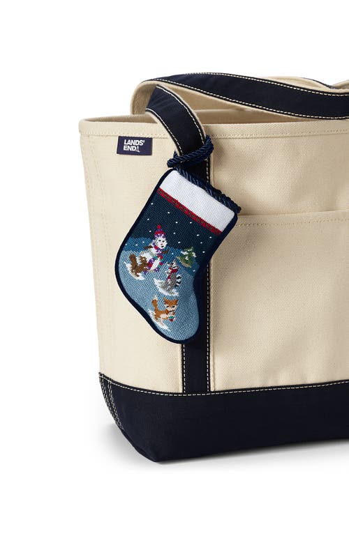 Lands' End Mini Needlepoint Christmas Stocking In Blue
