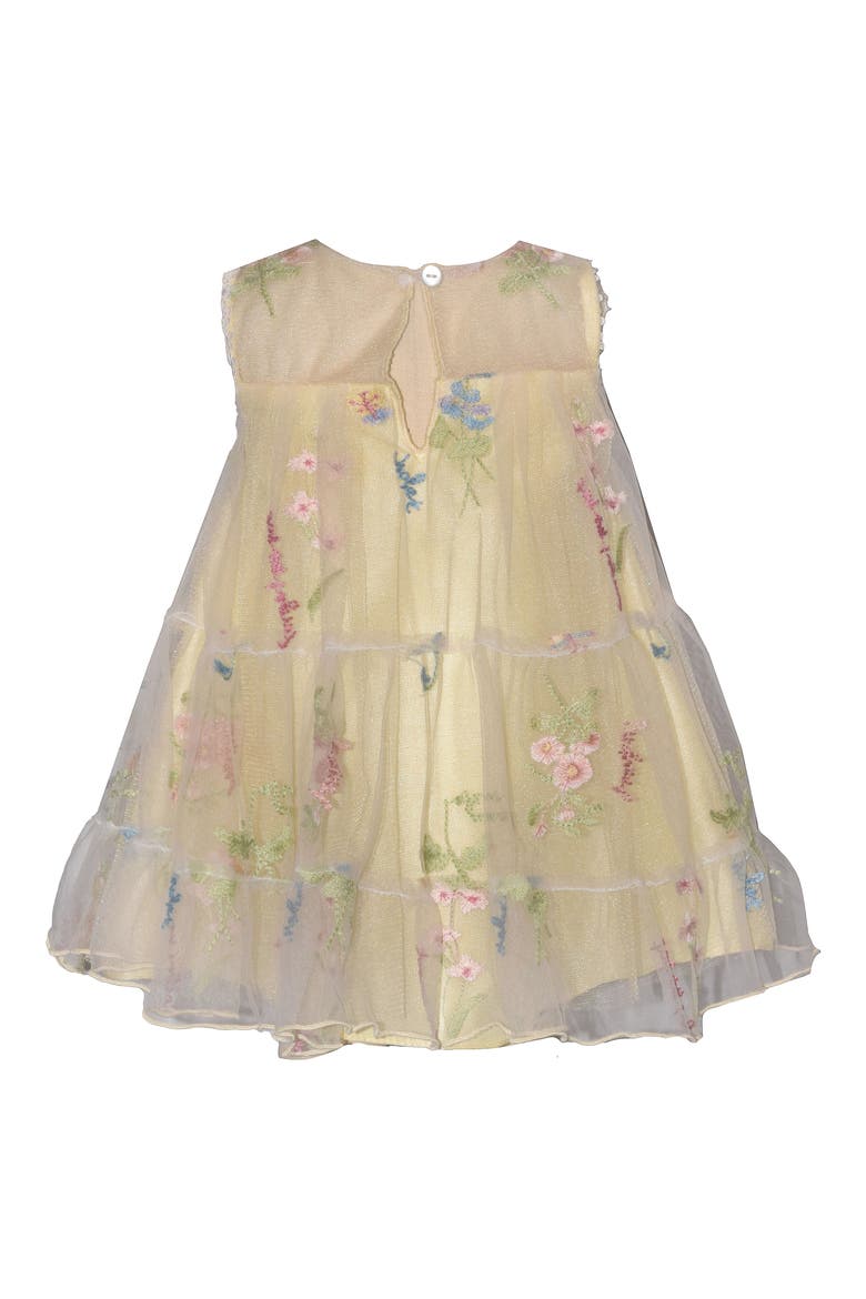 Embroidered Mesh Tiered Float Party Dress, Alternate, color, YELLOW
