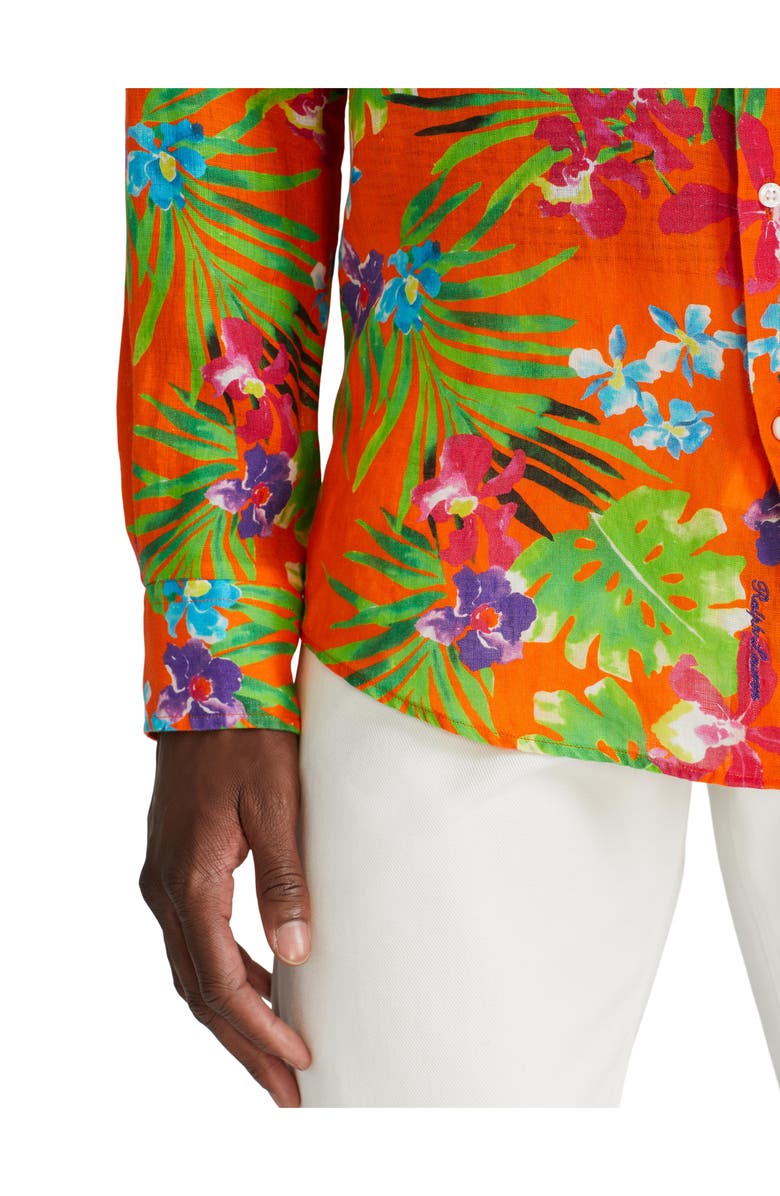 Ralph Lauren Purple Label Floral Linen Button-Up Shirt, Alternate, color,