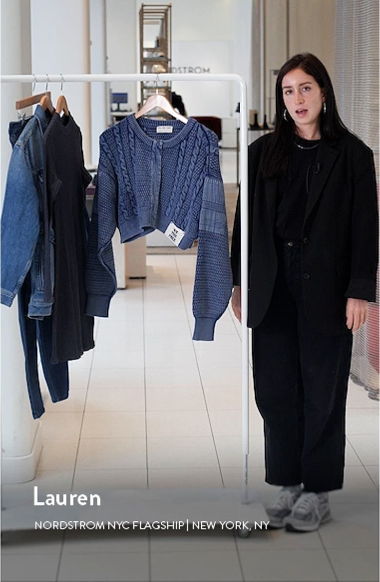 Mixed Media Cotton Blend Cable Cardigan, sales video thumbnail