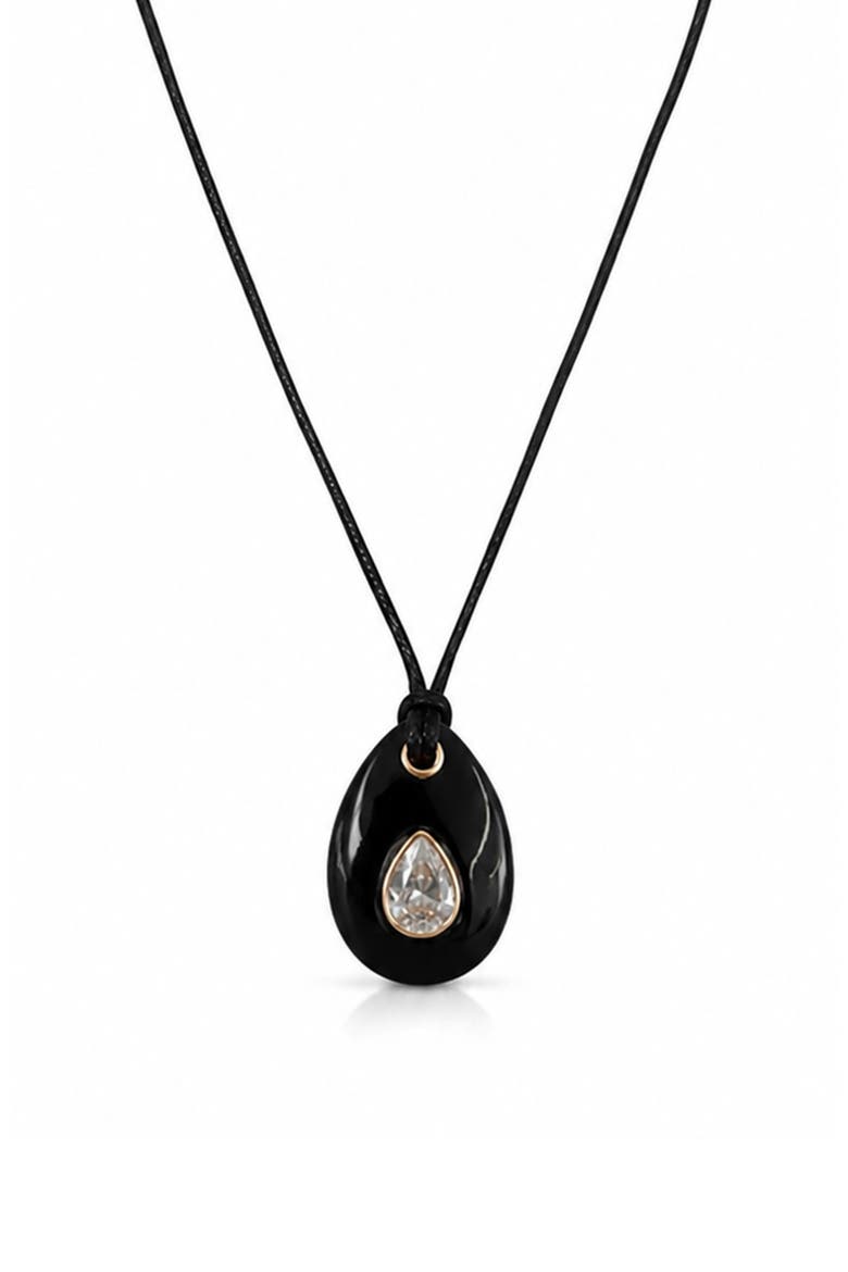 Teardrop Cord Pendant Necklace, Alternate, color, BLACK